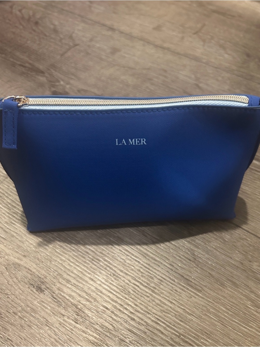 La Mer💙Luxury Royal Blue Cosmetic Bag WLogo+Gold Zipper / New Never Used